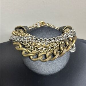 Aldo Multi Chain Multi Tone Chain Link Statement Bracelet